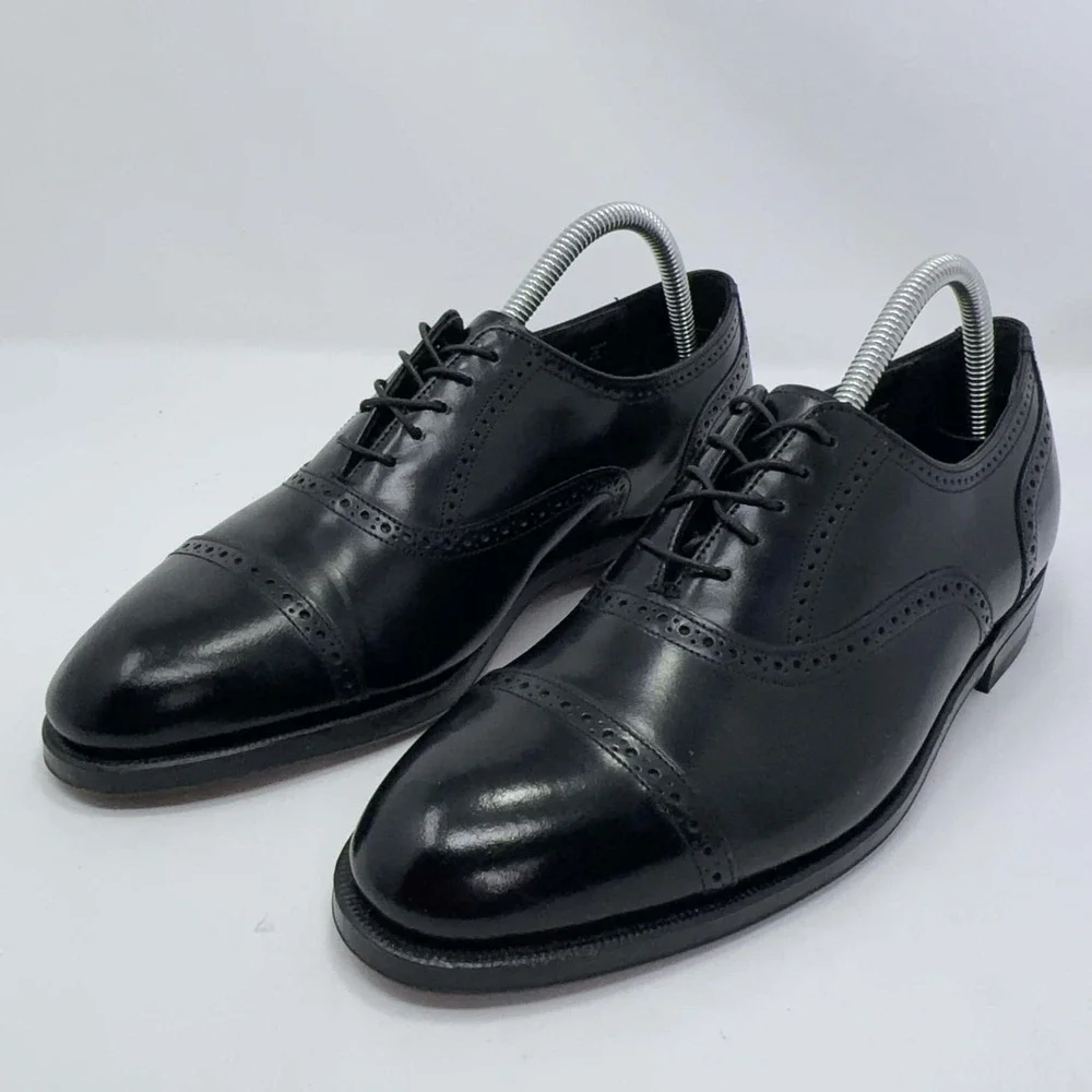 NOS Florsheim Imperial Mens 8D Black Leather Cap Toe Oxford Shoes USA Made Derby